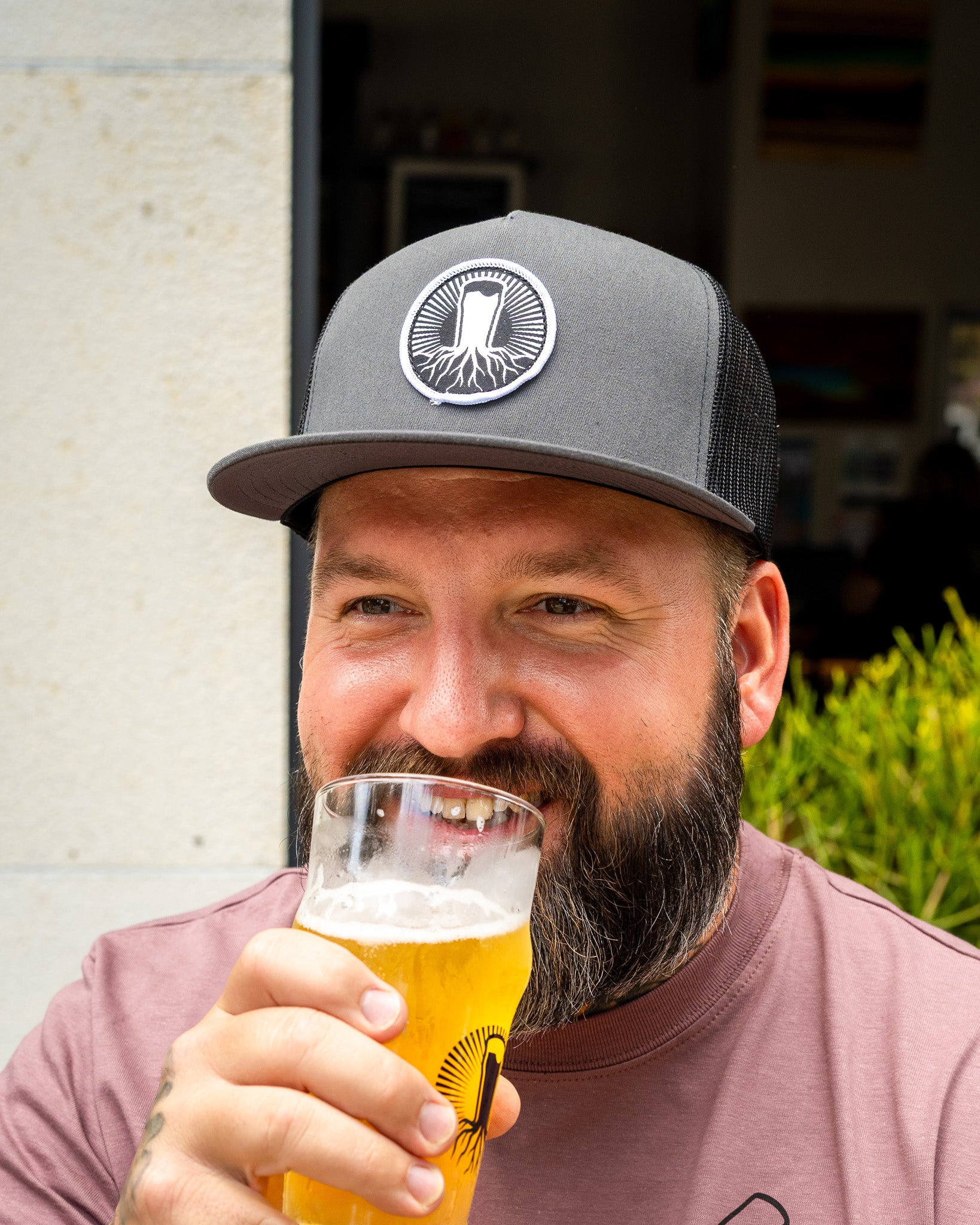 Grey/Black Flat Brim Trucker